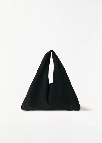 The Row Small Suede Bindle In Black
