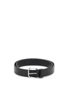 The Row Black Buckled Leather Belt In Black