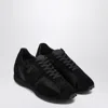 The Row Velvet Adjustable Sneakers Suede Finish In Black