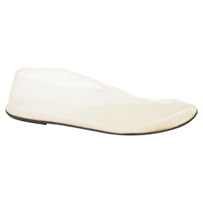 Pre-owned The Row Sock Mesh White Sheer Nylon Black Leather Sole Minimal Ballet Flats Eu38