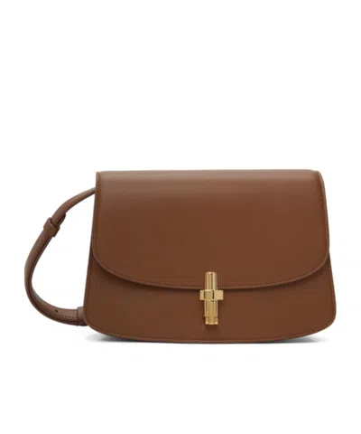 The Row Sofia 8.75 Clamshell Shoulder Bag In Brown