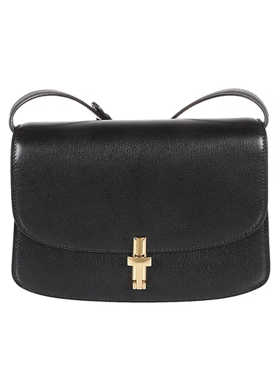The Row Sofia 8.75 Leather Crossbody Bag In Black