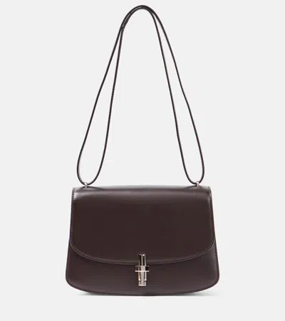 The Row Sofia 8.75 Leather Shoulder Bag In Dark Brown
