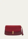 The Row Sofia E/w Crossbody In Lux Grained Calfskin And Nubuck With Silver Hardware In Red