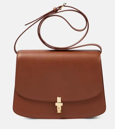 The Row Sofia Leather Shoulder Bag In Brown
