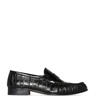The Row Soft Eel Loafers In Black