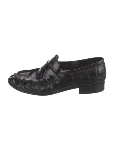 Pre-owned The Row Soft Eel Skin Loafers In Black