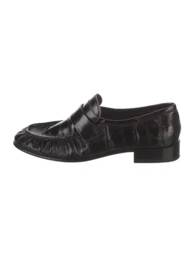 Pre-owned The Row Soft Eel Skin Loafers In Black