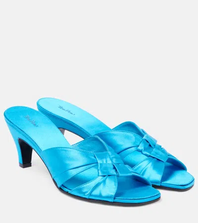The Row Soft Knot 65 Satin Mules In Blue