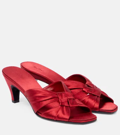 The Row Soft Knot 65 Satin Mules In Red