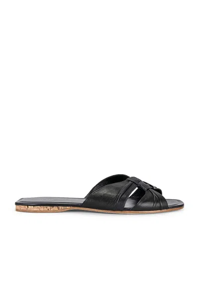 The Row 10mm Soft Knot Leather Sandals In Black/cork