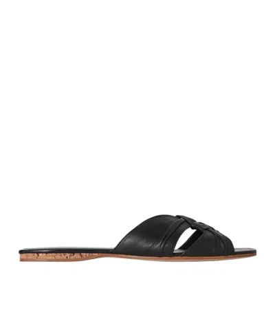 The Row Soft Knot Flat Sandals In Black