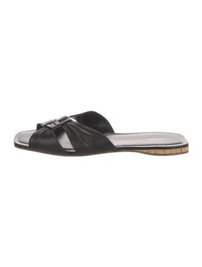 Pre-owned The Row Soft Knot Leather Slides In Black