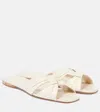 The Row Leather Knot Sliders With Woven Design In White