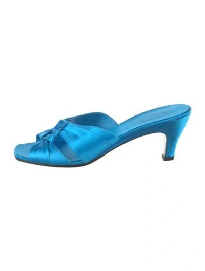 Pre-owned The Row Soft Knot Satin Slides In Blue