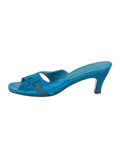 Pre-owned The Row Soft Knot Satin Slides In Blue