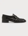 The Row Crinkled Glossed-leather Loafers In Black