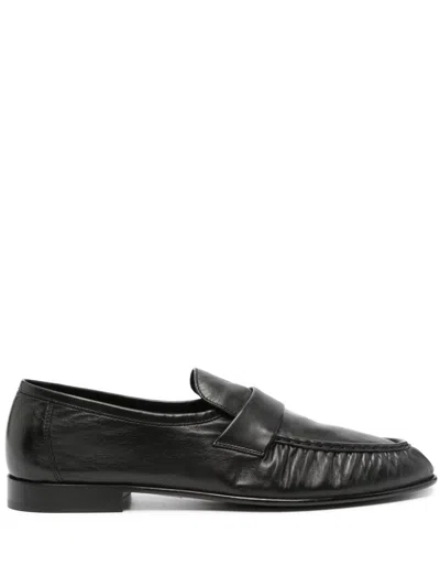 The Row Leather Loafers In Blk Black