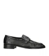 The Row Soft Leather Flat Loafers In Black