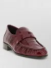 The Row Soft Leather Loafers Round Toe Detail In Burgundy