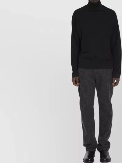 The Row Soft Lightweight Turtleneck Sweater In Fine Wool In Black