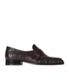 The Row Leather Loafers Block Heel Fringed Design In Brown