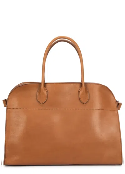 The Row Soft Margaux 15 Leather Tote In Tan