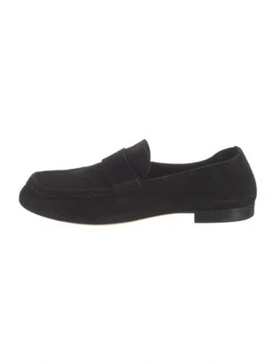 Pre-owned The Row Soft Mocassin Suede Loafers In Black