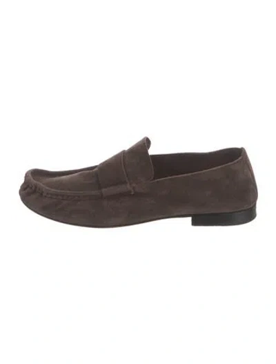 Pre-owned The Row Soft Suede Loafer Suede Loafers In Burgundy