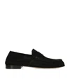 The Row Suede Loafers With Round Toe And Tonal Stitching In Black