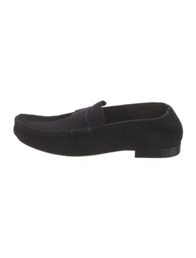 Pre-owned The Row Soft Suede Loafers In Black