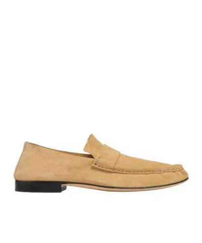 The Row Soft Suede Loafers In Brown