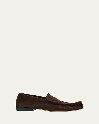 The Row Soft Suede Moccasin Loafers In Multi