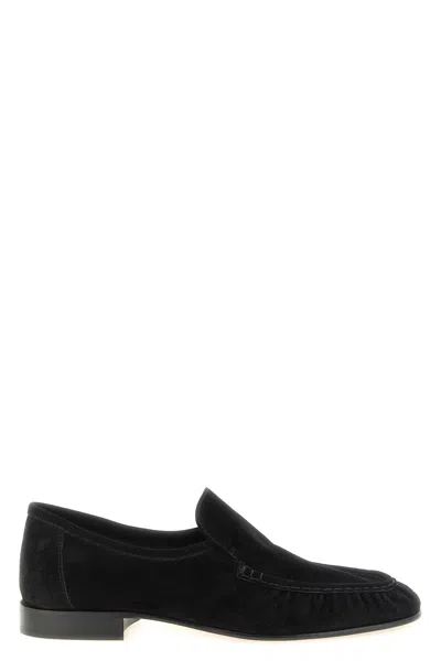 The Row Soft Two Suede Loafers In Black
