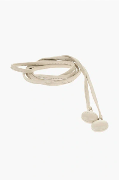 The Row Solid Color Slim Fit Leather Belt 10mm In Neutral