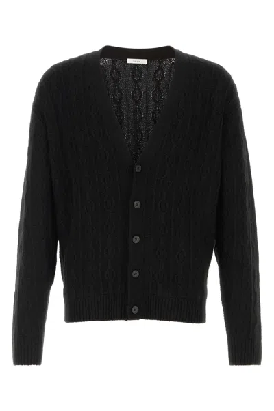 The Row Cashmere Sonoko Cardigan Cable Knit V Neck In Black