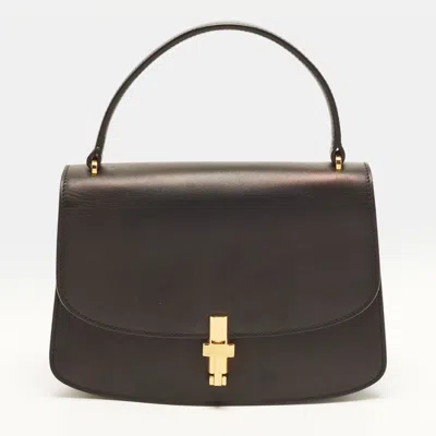 Pre-owned The Row Sophia Black Leather Top Handle Bag