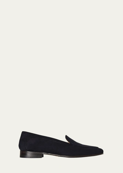 The Row Sophie Suede Easy Loafers In Deep Navy