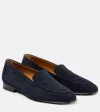 The Row Tippi Black Suede Loafers In Blue
