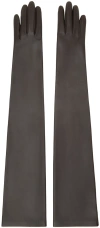 The Row Brown Simon Gloves In Black