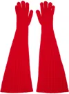 The Row Ribbed Cashmere Fergie Gloves In Red