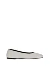 The Row Square Grained-leather Ballet Flats In White