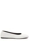 The Row Square Grained-leather Ballet Flats In White