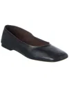 The Row Square Leather Ballet Flat In Black