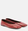 The Row Square Leather Ballet Flats In Red