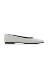 The Row Square Toe Leather Ballerinas In White