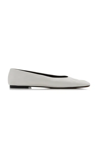 THE ROW SQUARE LEATHER BALLET FLATS