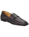 The Row Leather Square-toe Loafers In Black
