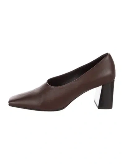 Pre-owned The Row Square Loafer Calfskin Pumps In Brown