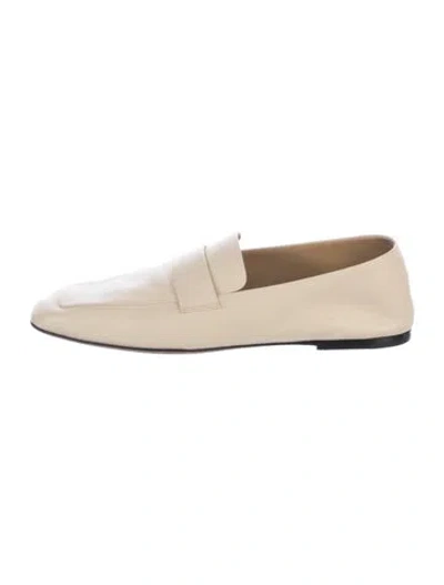 Pre-owned The Row Square Loafer Leather Loafers In Neutrals